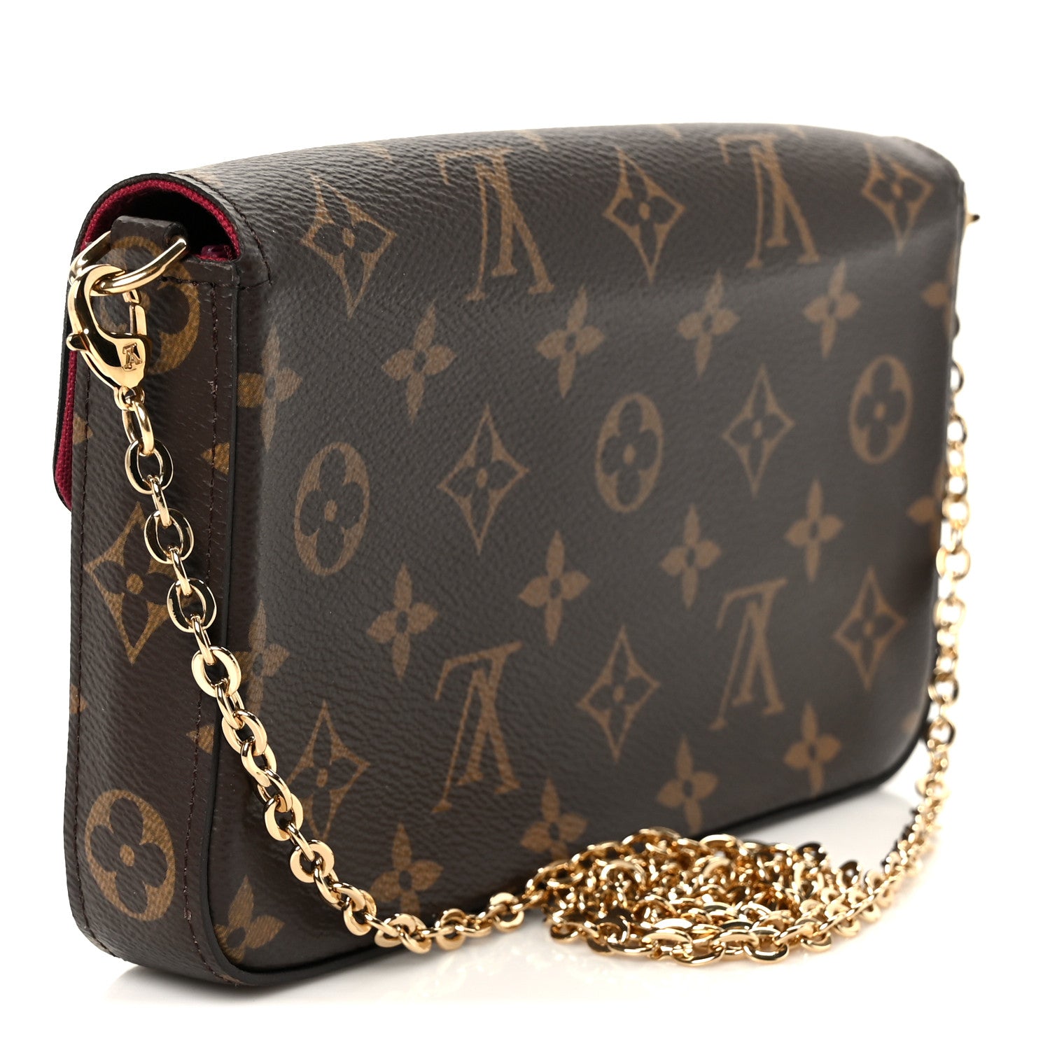 Louis Vuitton Monogram Pochette Felicie Chain Wallet Fuchsia 4 of 15
