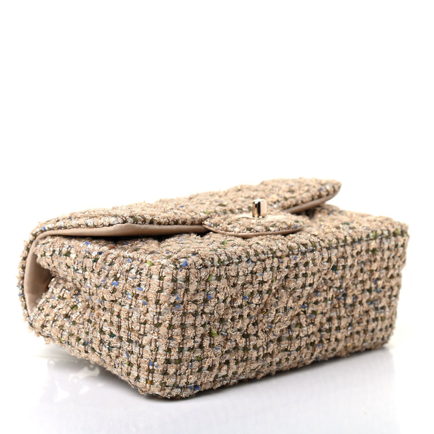 Chanel Tweed Quilted Mini Rectangular Flap Beige 3 of 4