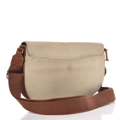 Christian Dior Calfskin Canvas Double Saddle Bag Beige 3 of 11