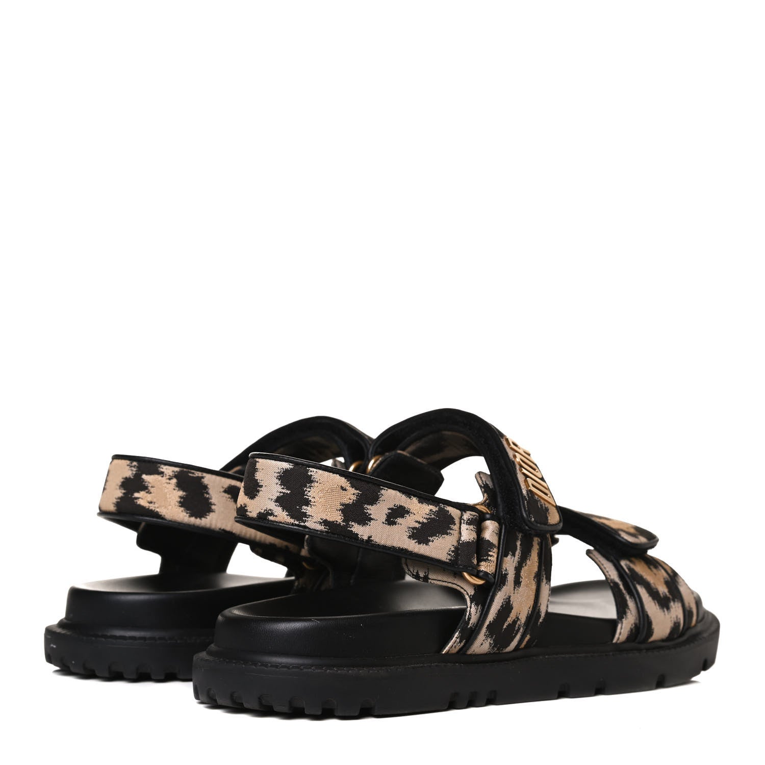 Christian Dior Technical Fabric Mizza Print DiorAct Sandals 38.5 Beige Multicolor 4 of 14