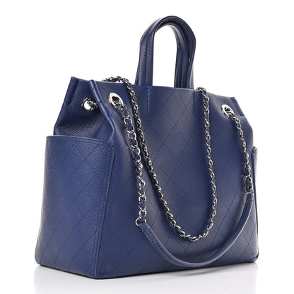 Chanel Grained Calfskin Small CC Pocket Tote Blue 4 of 22