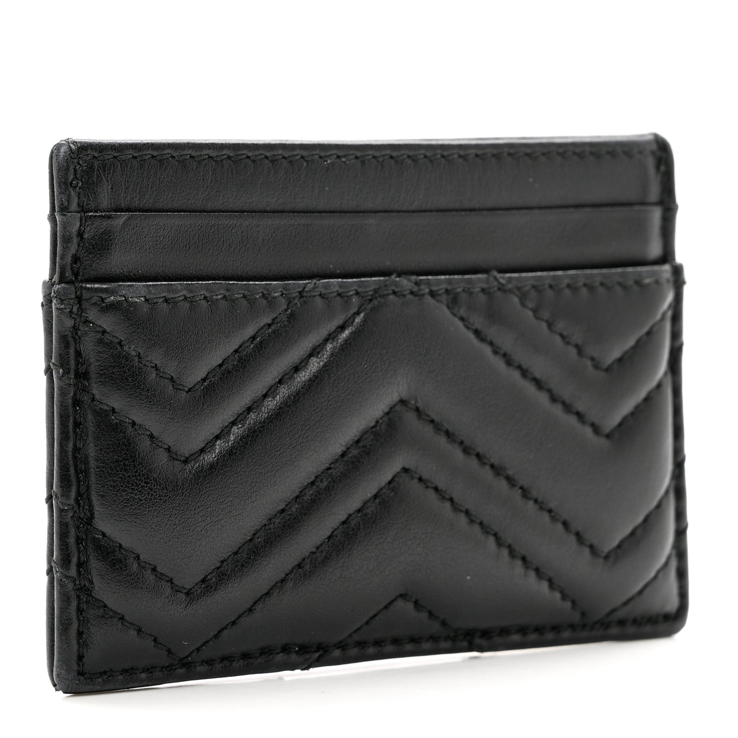 Calfskin Matelasse GG Marmont Card Holder Black