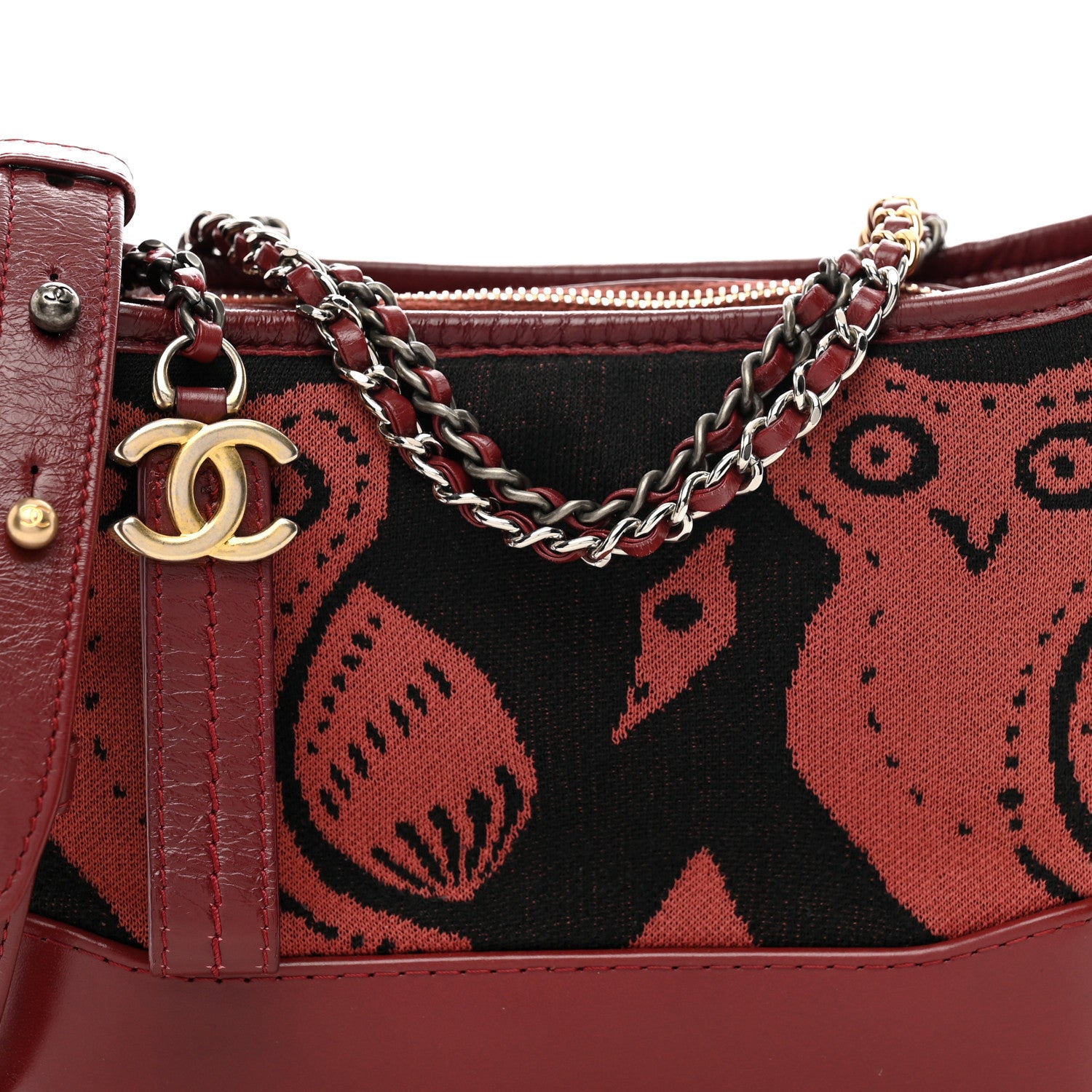 Chanel Knit Calfskin Small Gabrielle Hobo Red 8 of 10