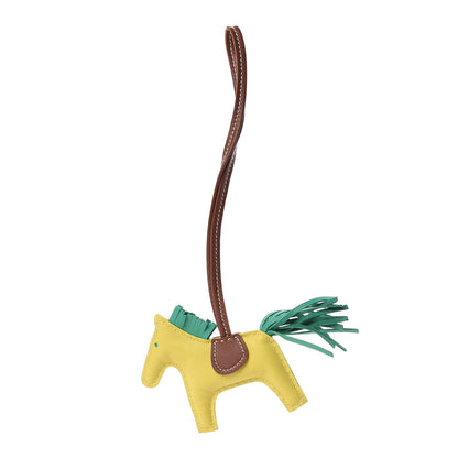 Hermes Milo Lambskin Grigri Rodeo Horse Bag Charm PM Lime Menthe Fauve 1 of 4