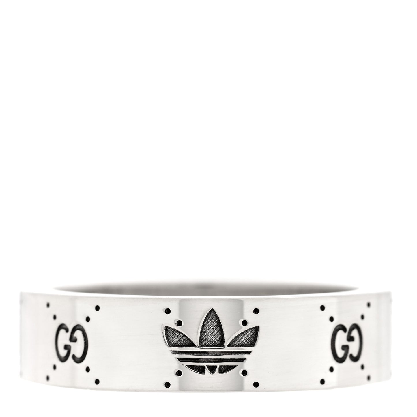 X ADIDAS Sterling Silver Trefoil GG Monogram Band Ring 61 9.75