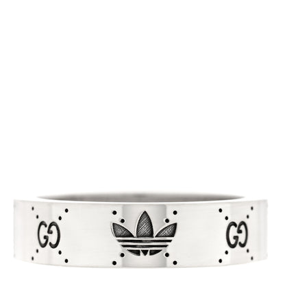 Gucci X ADIDAS Sterling Silver Trefoil GG Monogram Band Ring 61 9.75 1 of 5