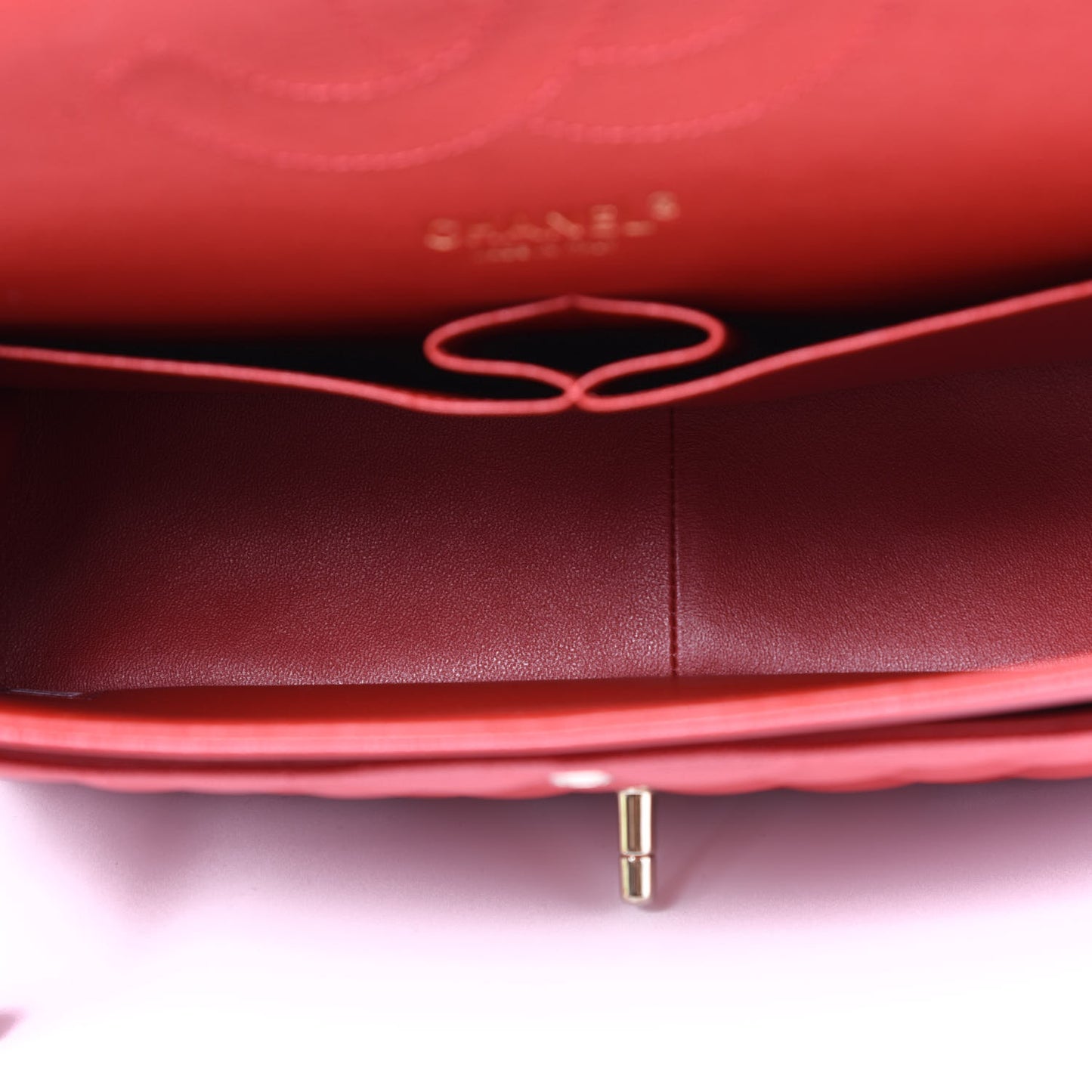 Caviar Quilted Jumbo Double Flap Red