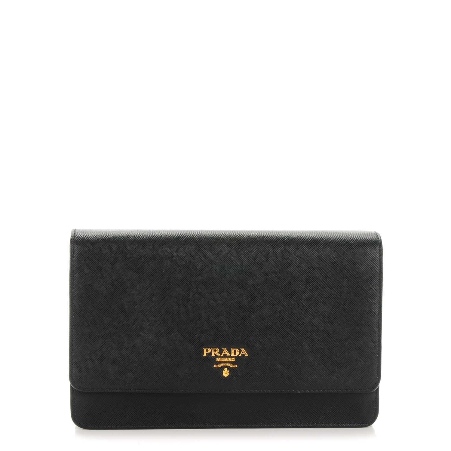 Prada Saffiano Metal Flap Wallet Nero Black 1 of 8