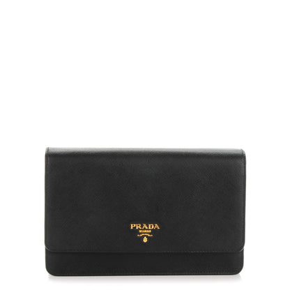 Prada Saffiano Metal Flap Wallet Nero Black 1 of 8