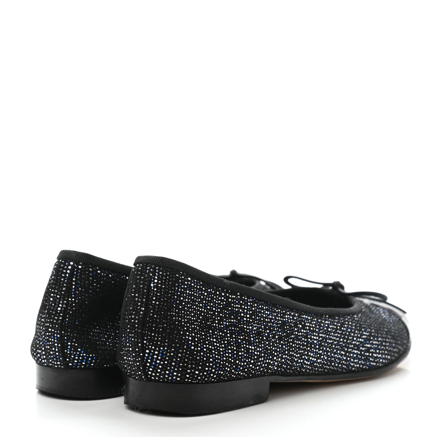 Fantasy Goatskin Patent Calfskin CC Cap Toe Ballerina Flats 36 Black Blue
