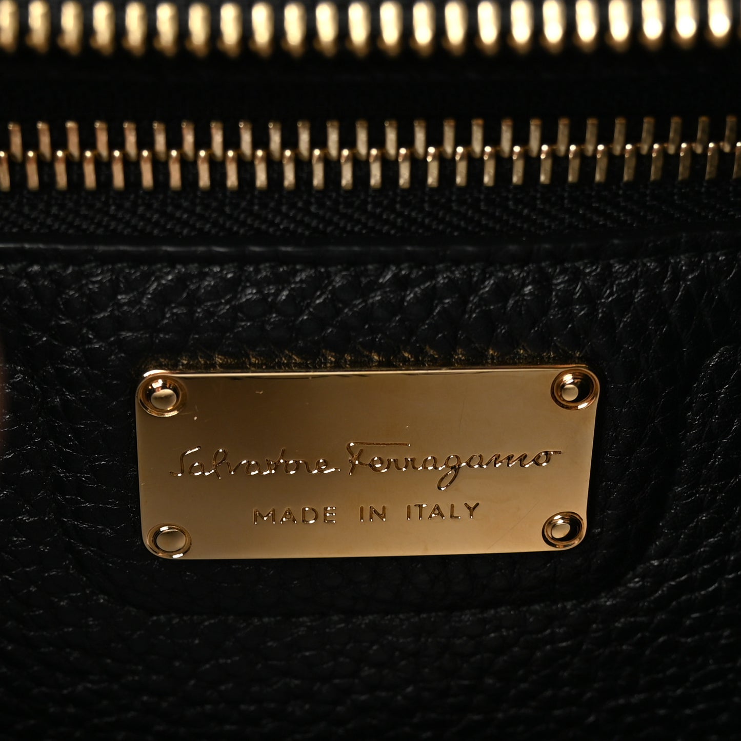 Grained Calfskin Double Handle Small Amy Tote Black