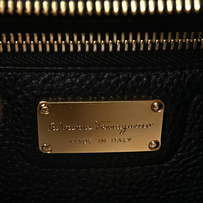 Salvatore Ferragamo Grained Calfskin Double Handle Small Amy Tote Black 6 of 9