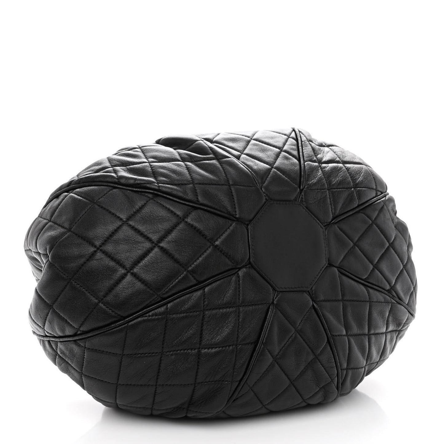 Calfskin Quilted Drawstring Sac Cordon Bag Black