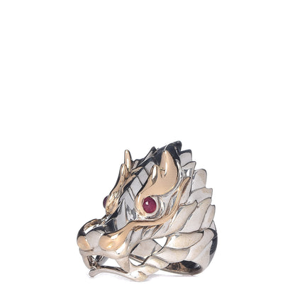 John Hardy Sterling Silver 18K Yellow Gold Ruby Naga Dragon Head Ring 54 7 1 of 5