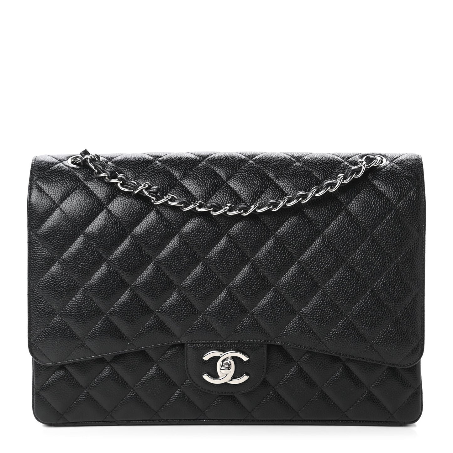 Caviar Quilted Maxi Double Flap Black