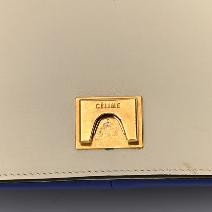 Celine Shiny Smooth Calfskin Medium Frame Shoulder Bag Ivory Royal Blue 13 of 20