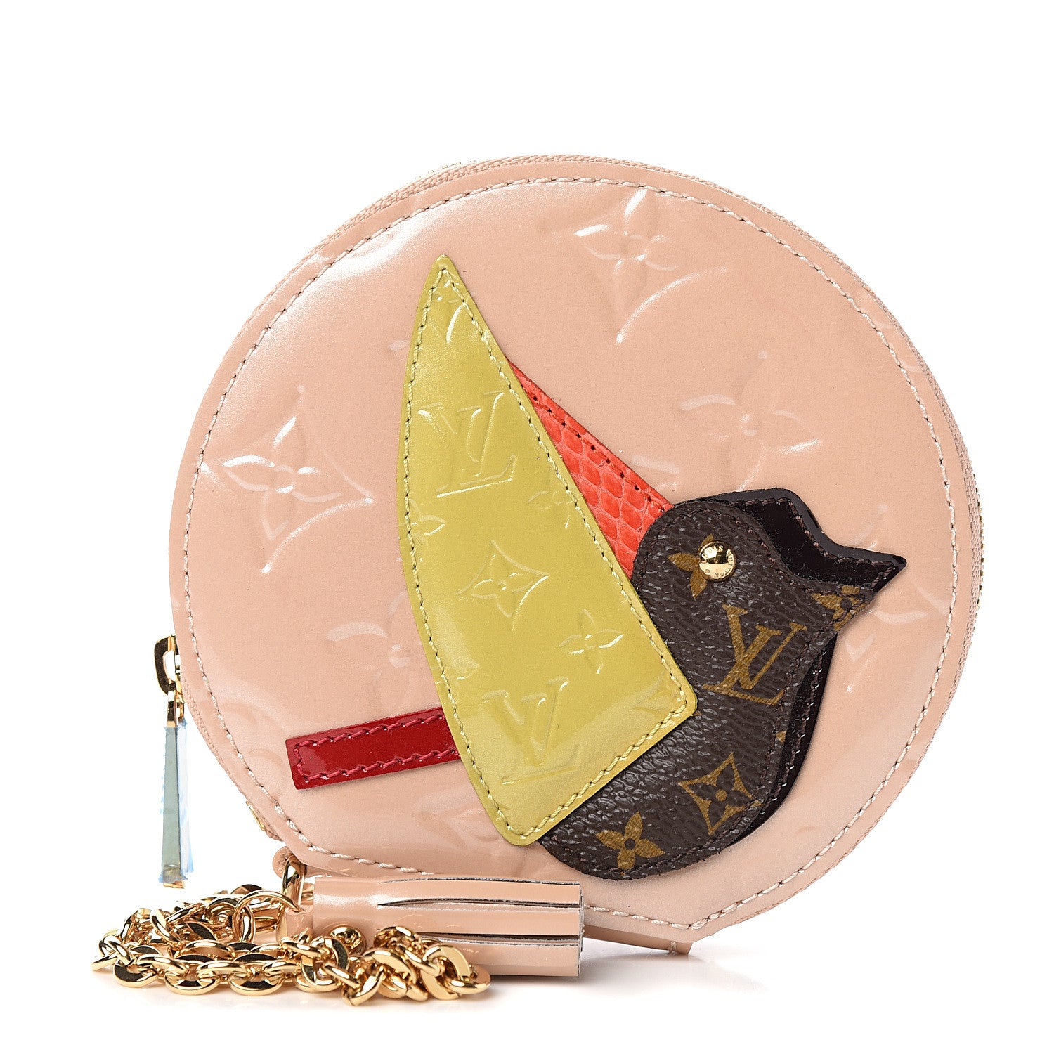 Louis Vuitton Vernis Animania Oiseau Songbird Coin Purse Rose Florentin 1 of 5