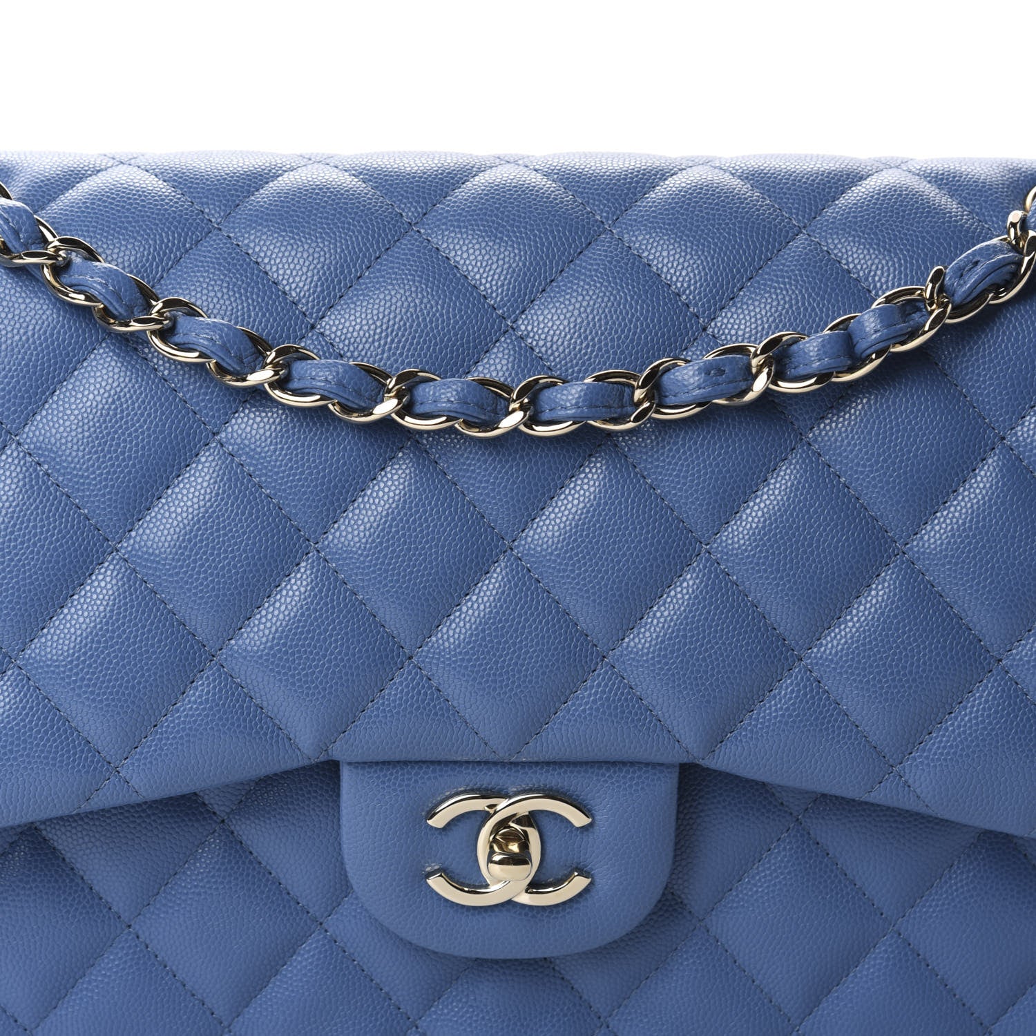 Chanel Caviar Quilted Jumbo Double Flap Blue 10 of 10