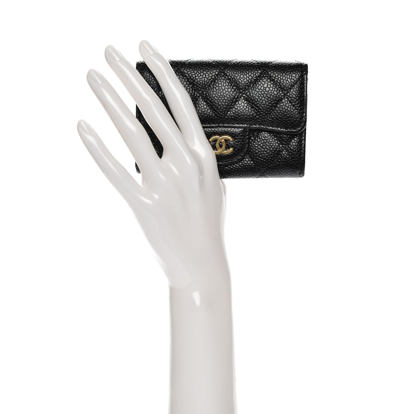Caviar Quilted Flap Card Holder Black