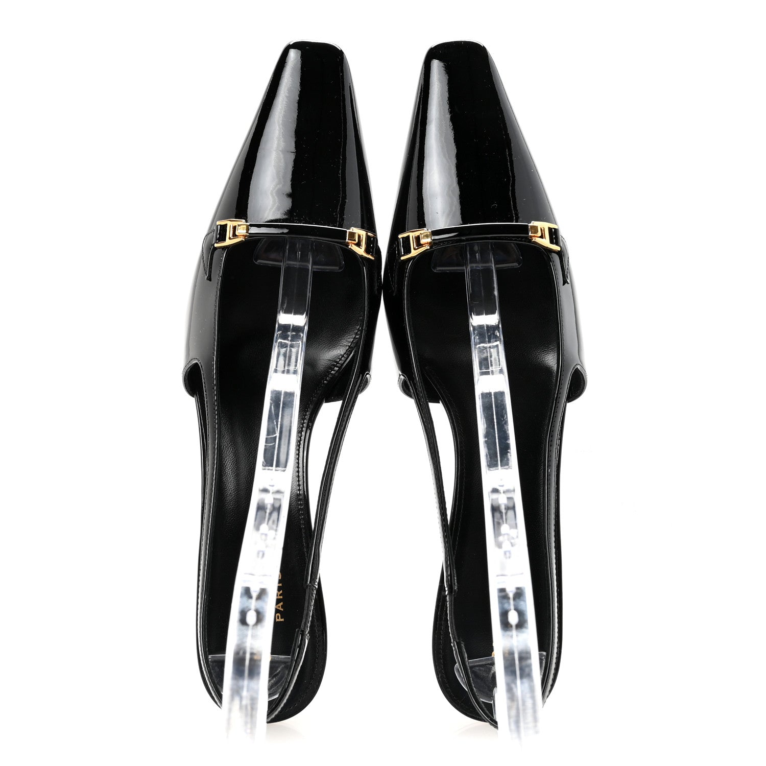 Saint Laurent Patent Bade Slingback Pumps 41 Black 2 of 10