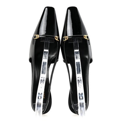 Saint Laurent Patent Bade Slingback Pumps 41 Black 2 of 10