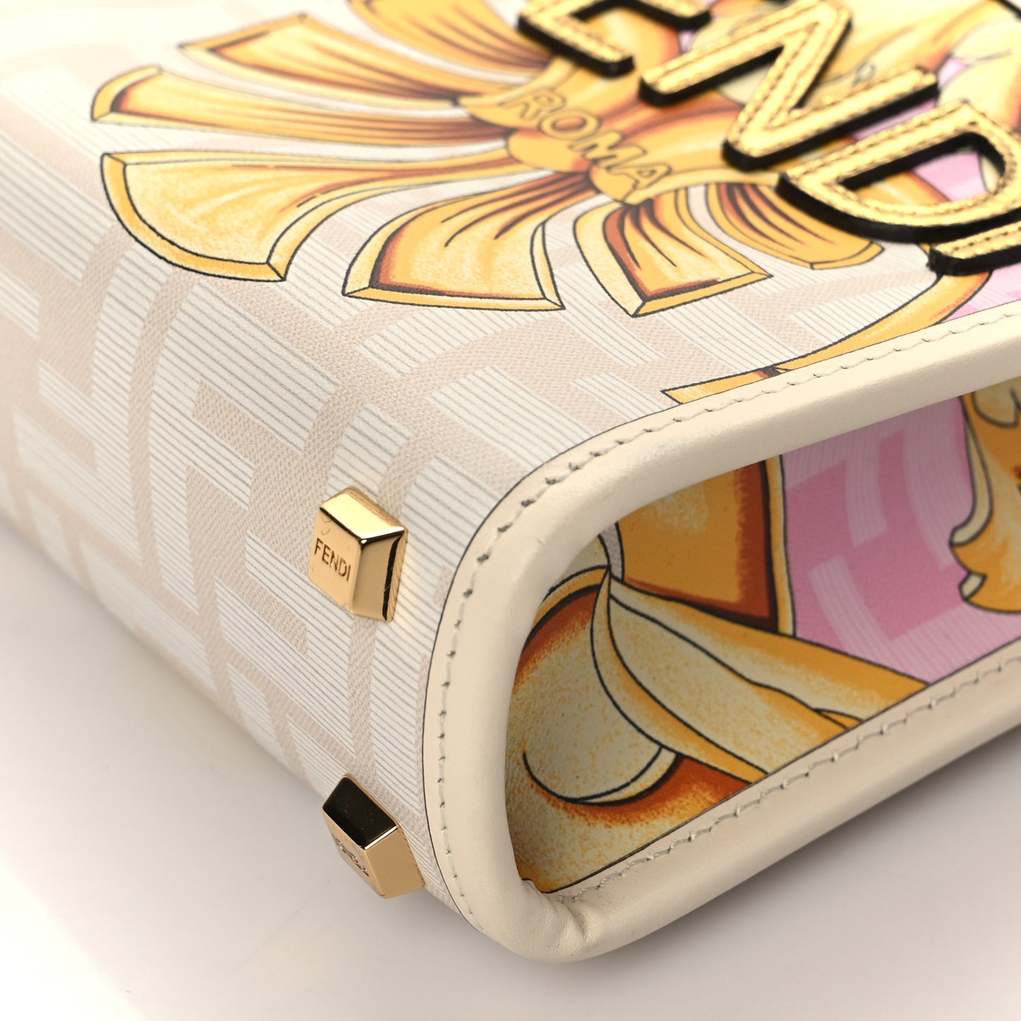 X VERSACE Calfskin Plexiglass Fendace FF Baroque Mini Fendi Sunshine Shopper Tote Gold Rosa White Ice Ciad