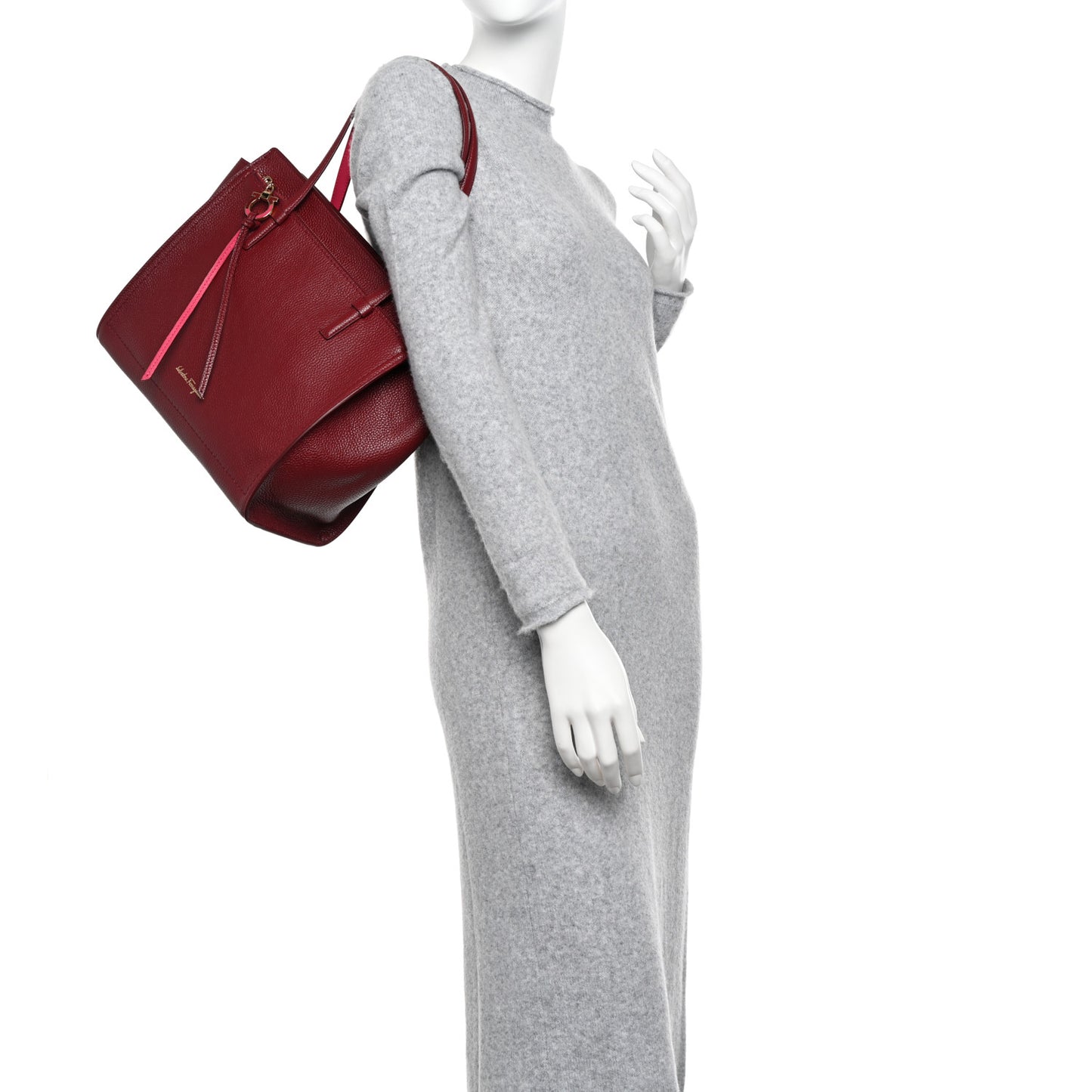 Calfskin Double Handle Medium Amy Tote Framboise
