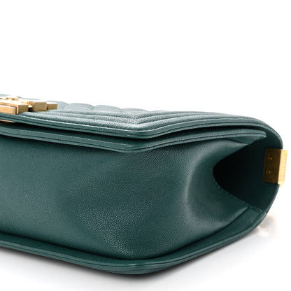 Chanel Caviar Quilted Medium Boy Flap Dark Green 10 of 12
