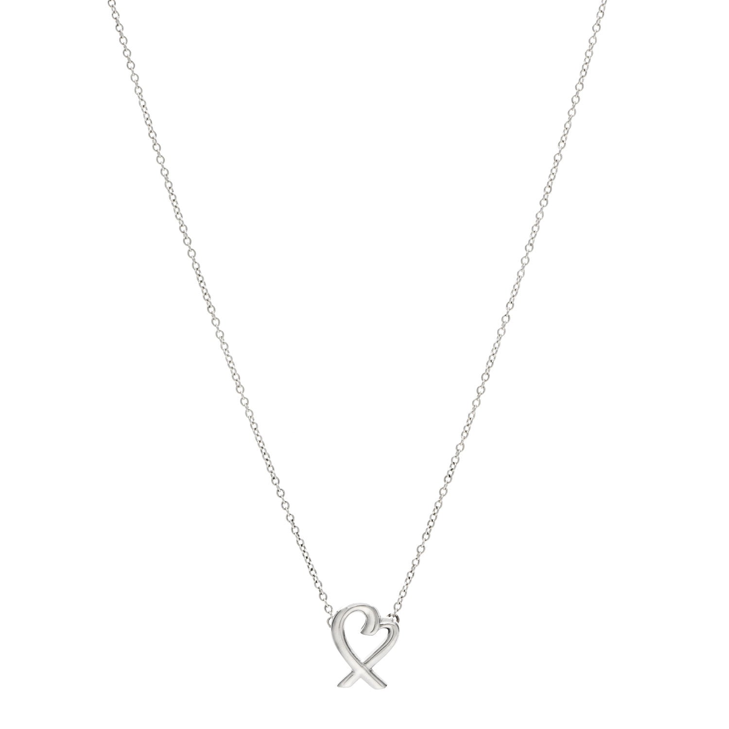 Tiffany Sterling Silver Small Paloma Picasso Loving Heart Pendant Necklace 1 of 5