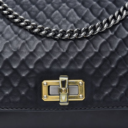 Lanvin Hammered Calfskin Large Happy Edgy Shoulder Bag Black 9 of 9