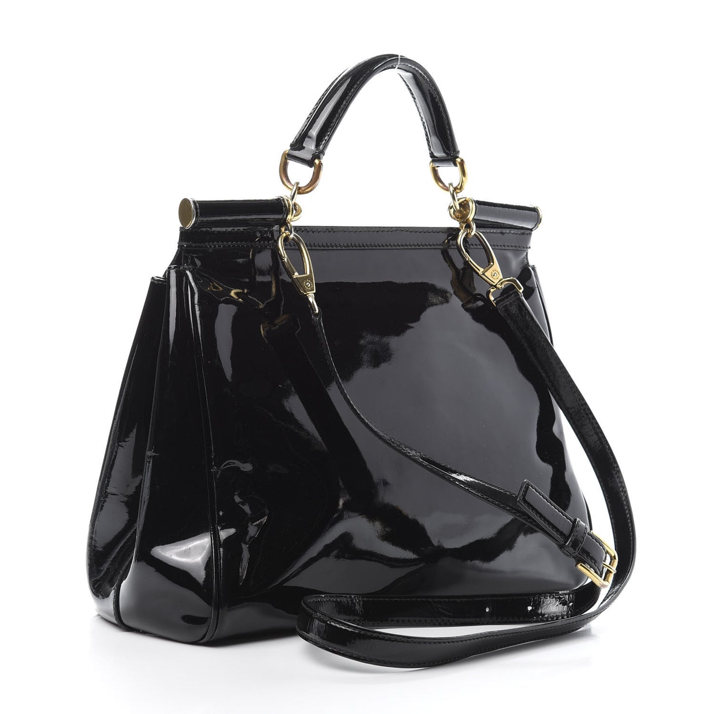 Patent Large Miss Sicily Satchel Black