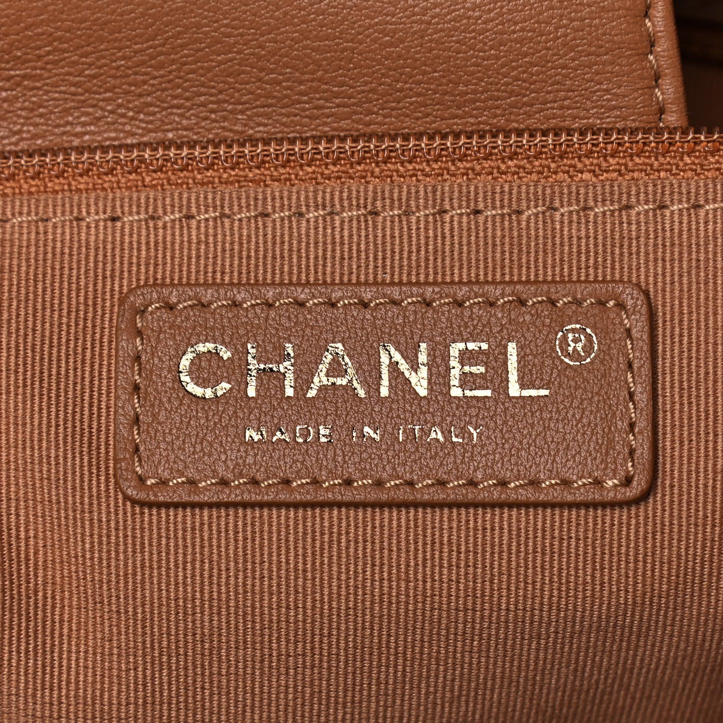 Calfskin Stitched Large Shopping Bag Brown