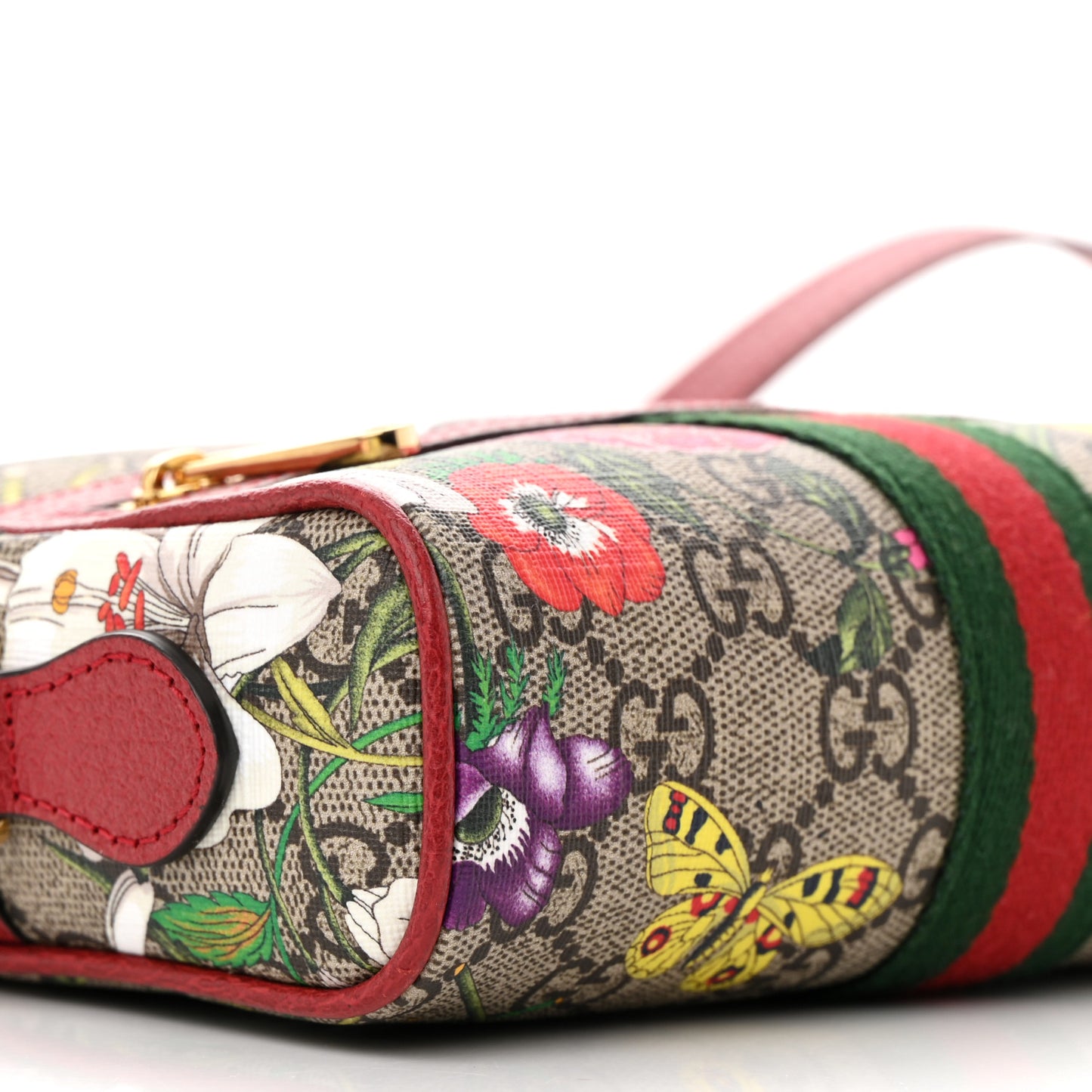 GG Supreme Monogram Flora Web Mini Ophidia Shoulder Bag Red