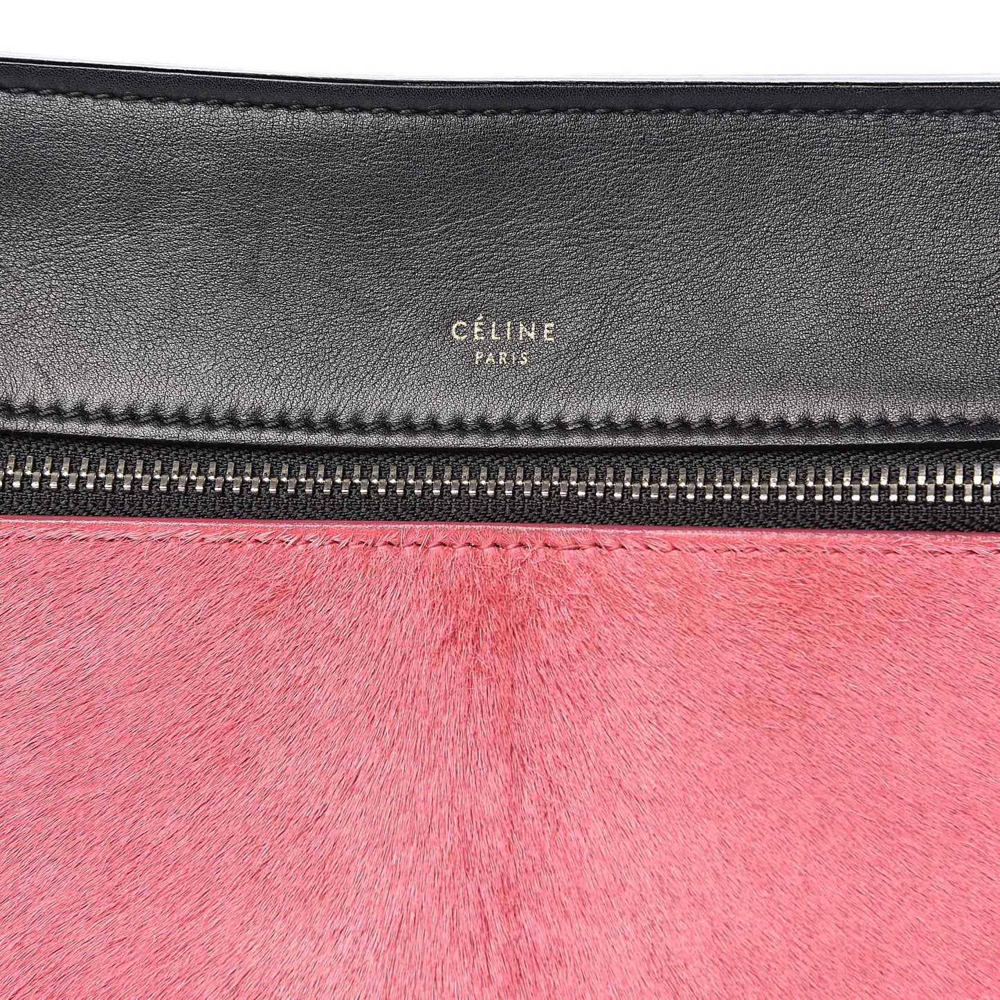 Pony Hair Calfskin Small Tri-Color Edge Shoulder Bag Pink