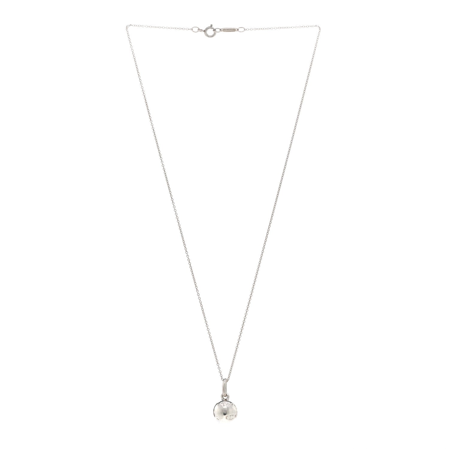 Tiffany Sterling Silver 1837 Ball Pendant Necklace 3 of 4
