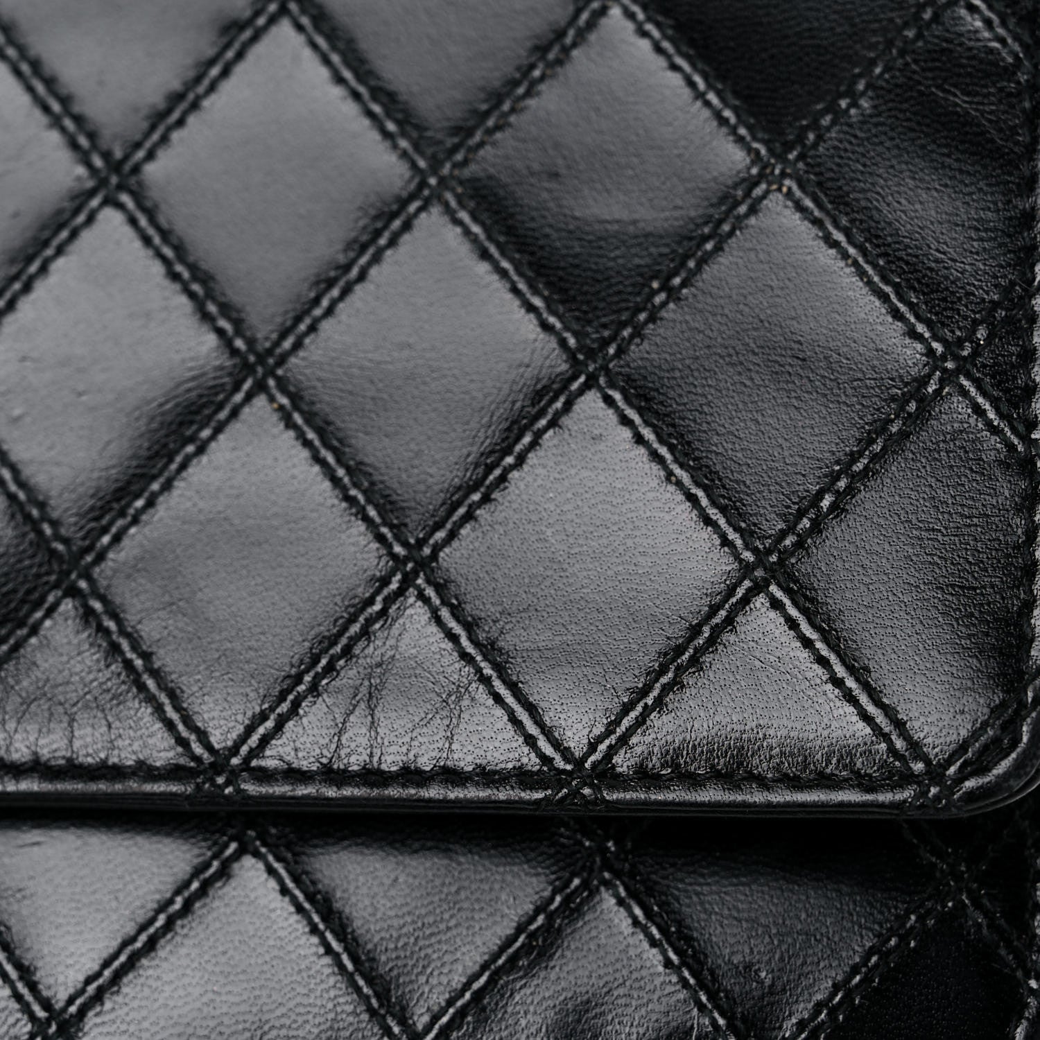 Chanel Lambskin Diamond Stitched Wallet On Chain WOC Black 20 of 23