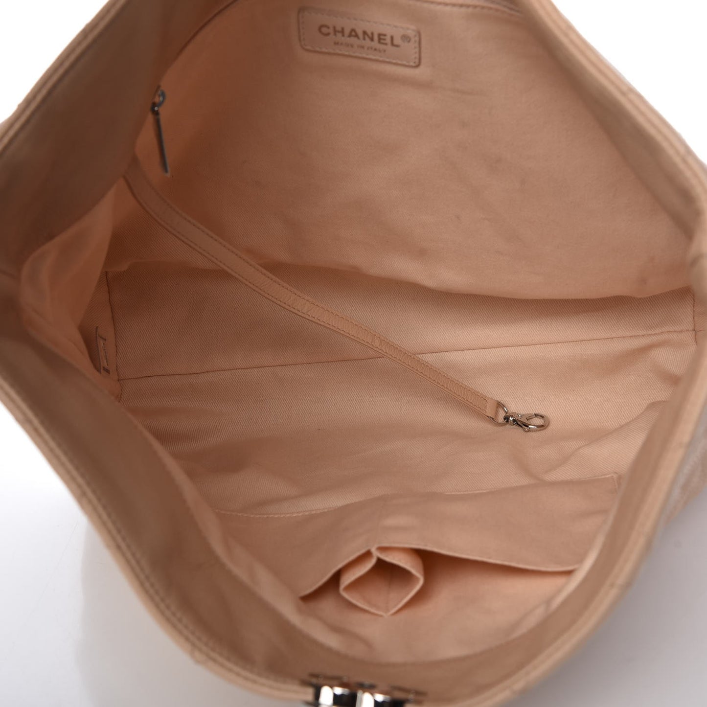 Grained Calfskin Stitched Medium Braided With Style Hobo Beige