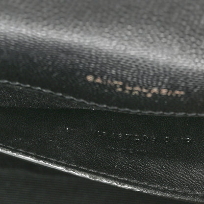 Saint Laurent Grain De Poudre Textured Mixed Matelasse Triquilt Medium Monogram Satchel Black 8 of 11