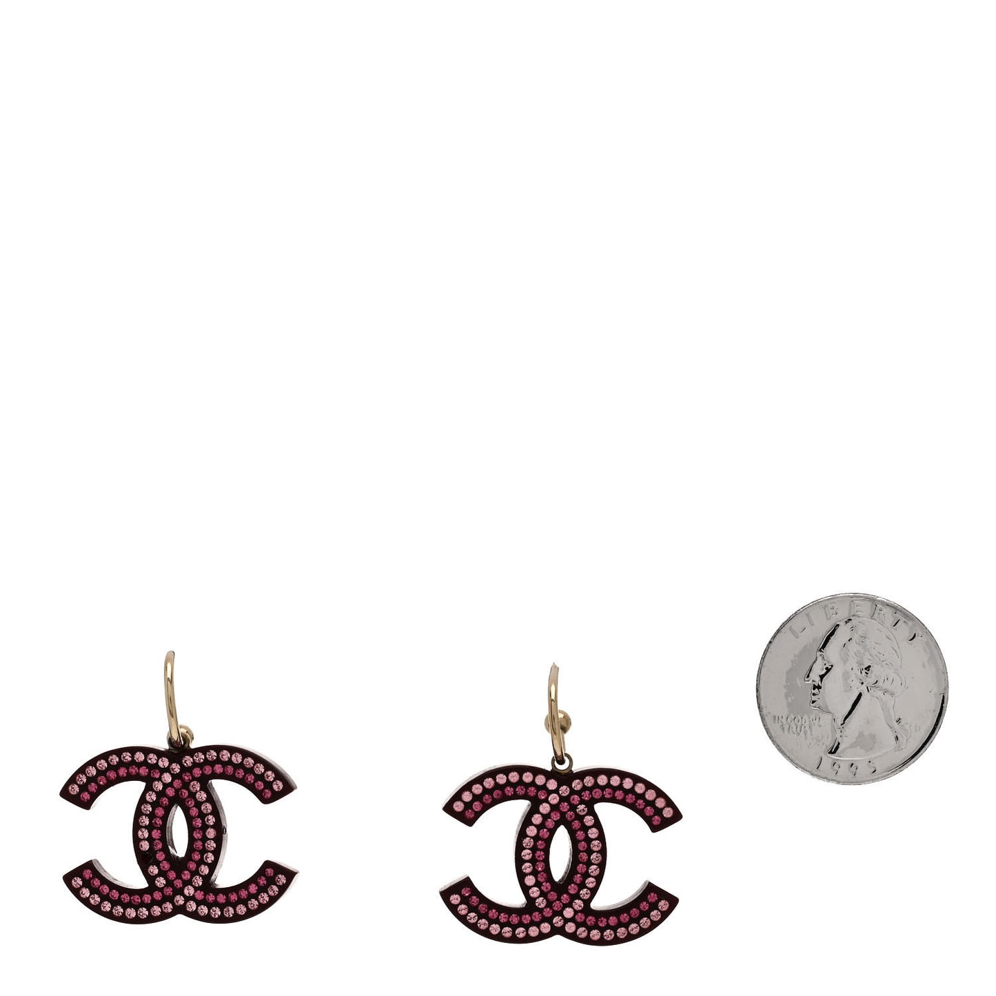 Crystal Resin CC Drop Earrings Pink Burgundy