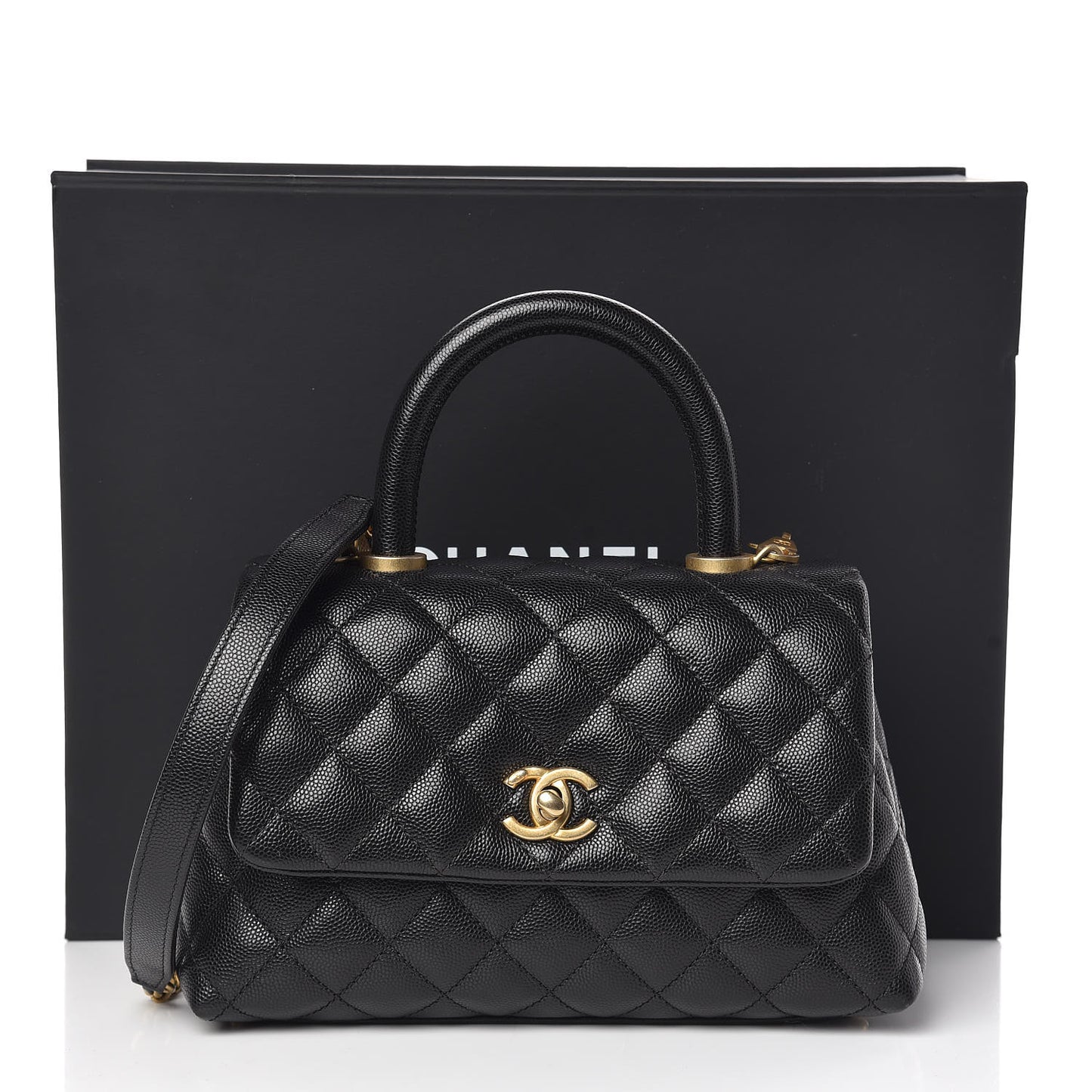 Caviar Quilted Mini Coco Handle Flap Black