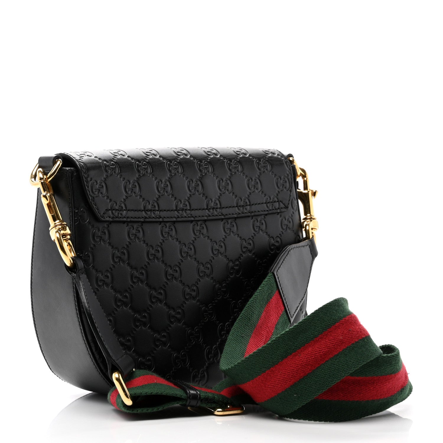 Gucci Guccissima Web Medium Padlock Messenger Shoulder Bag Black 3 of 10