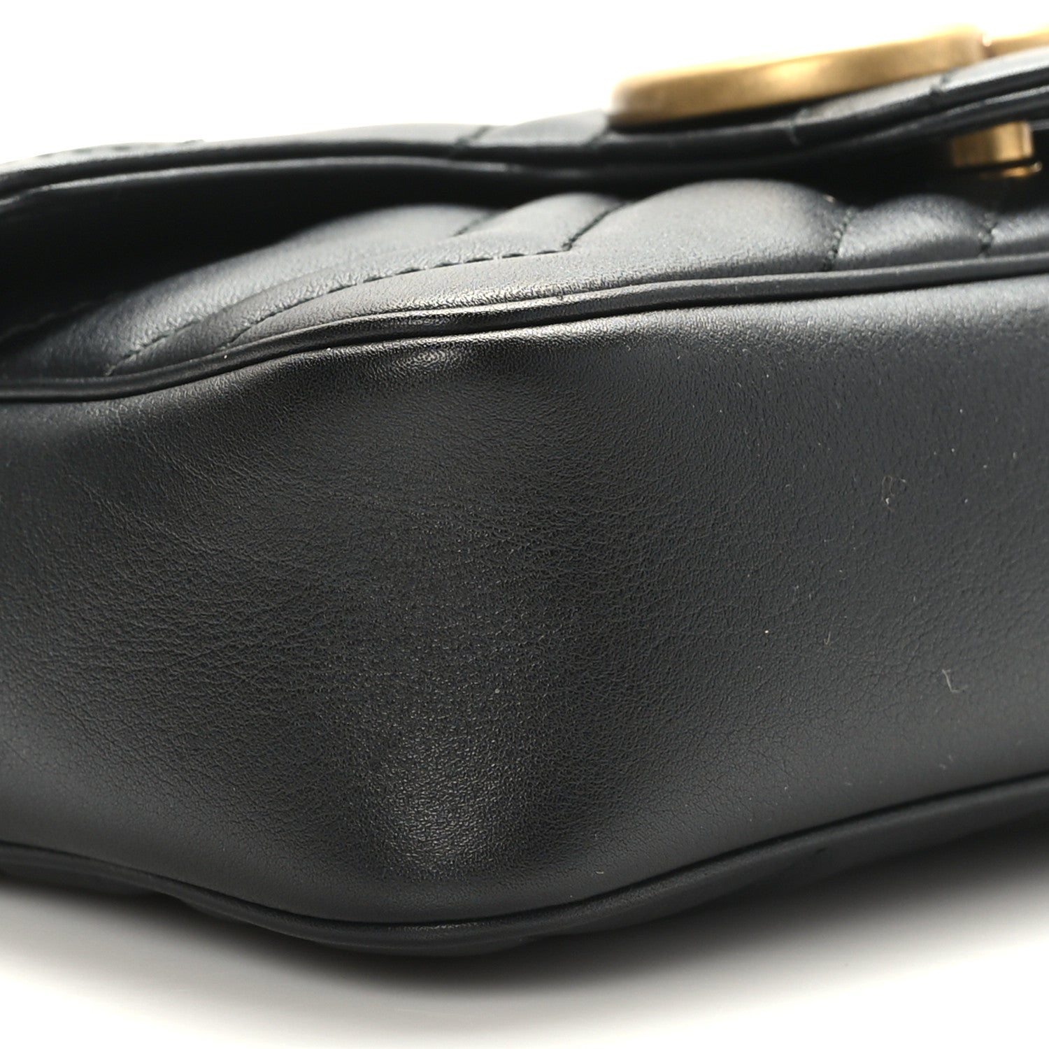Gucci Calfskin Matelasse Super Mini GG Marmont Shoulder Bag Black 8 of 10