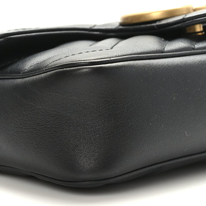 Gucci Calfskin Matelasse Super Mini GG Marmont Shoulder Bag Black 8 of 10