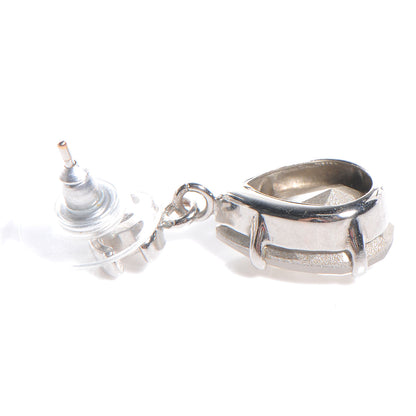 Chanel CC Crystal Teardrop Dangle Earrings Silver 3 of 4