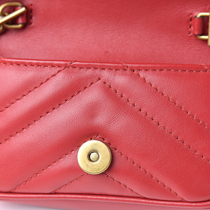 Gucci Calfskin Matelasse GG Marmont 2.0 Coin Purse On A Chain Hibiscus Red 7 of 8