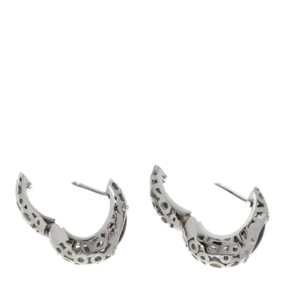 Roberto Coin Sterling Silver 14K White Gold Diamond Amethyst Capri Hoop Earrings 3 of 4