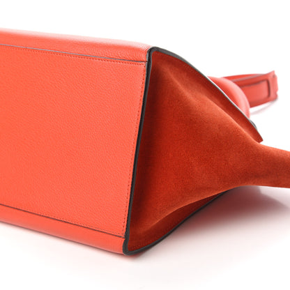 Celine Drummed Calfskin Suede Medium Trapeze Vermillion 7 of 9