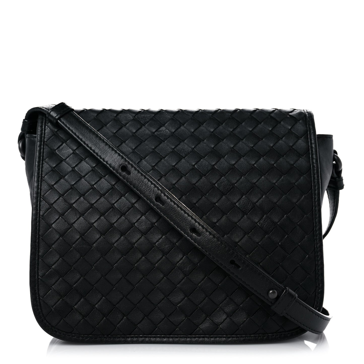 Nappa Intrecciato Flap Crossbody Black