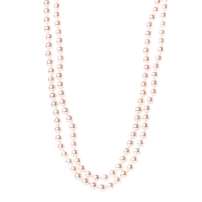 Mikimoto 14K Yellow Gold Akoya Pearl Double Strand Necklace 22" 1 of 6