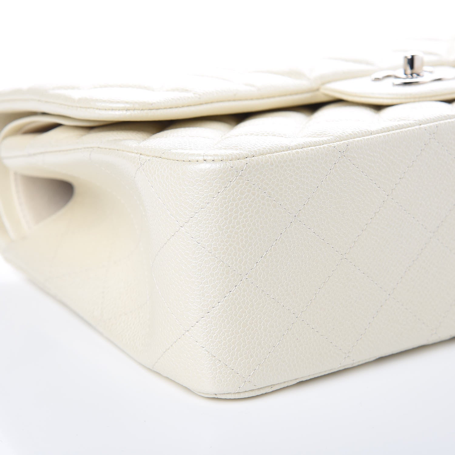 Chanel Pearly Caviar Quilted Jumbo Double Flap Dark White 8 of 10